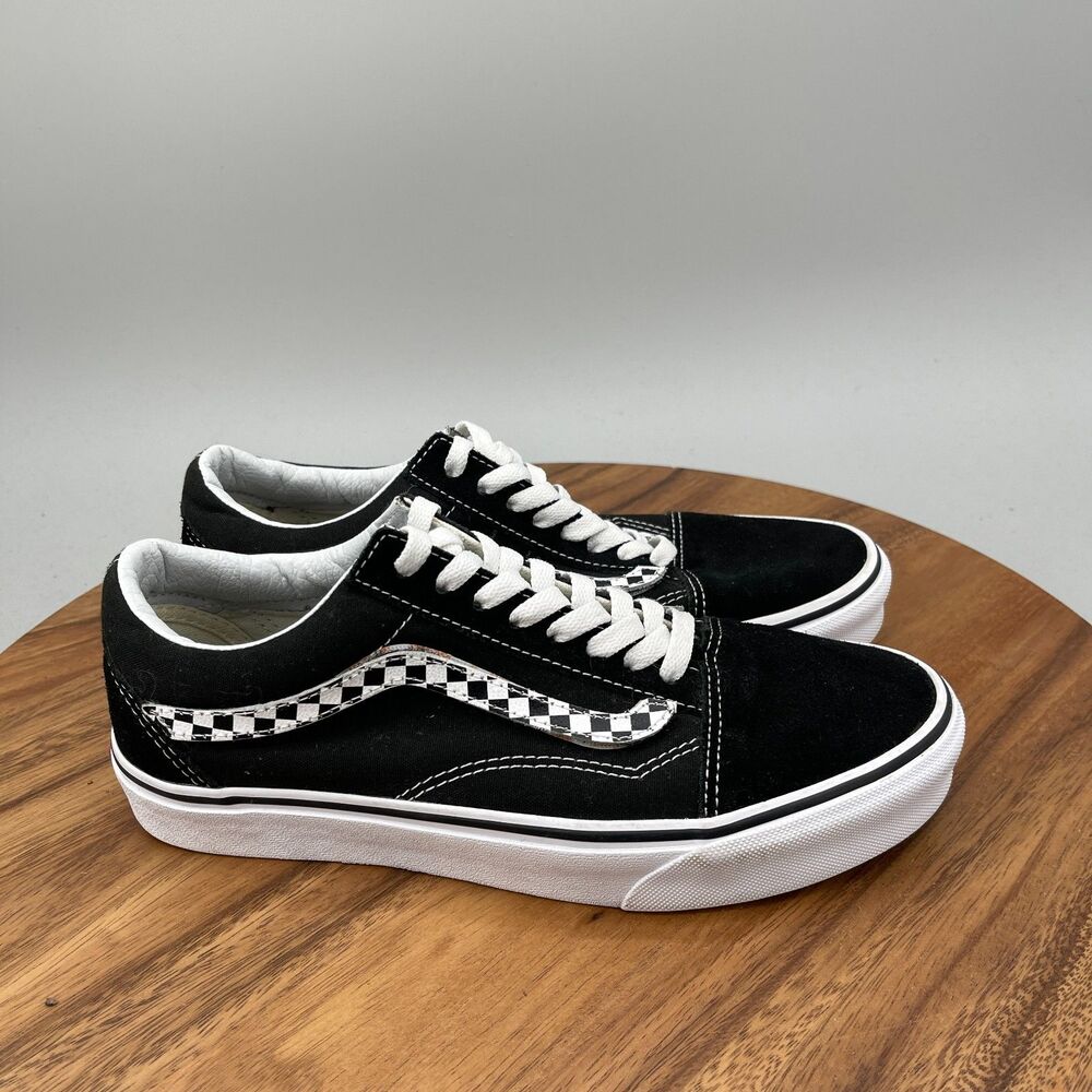 Vans Old Skool Sidestripe Shoes Womens Size 9 Black Leather Casual Skate Sneaker